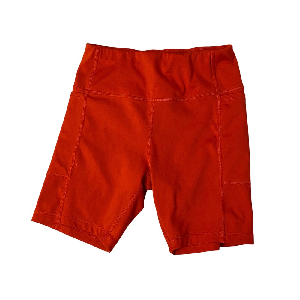 Athletic Works Womens Orange High Waisted‎ Bike Shorts with Pockets Size Small